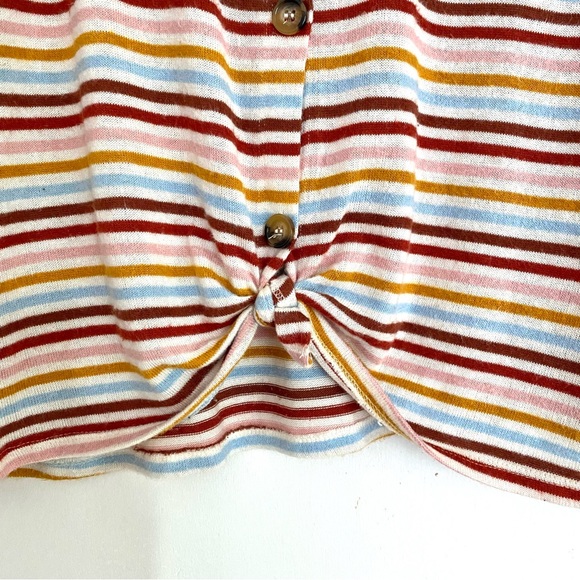 4/$20 ARDENE M Striped V-Neck Cardigan Long Sleeve Sweater Twist Front - Picture 3 of 10
